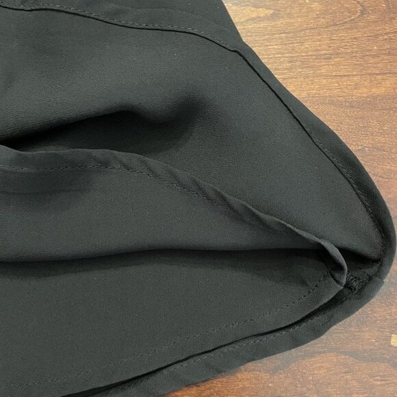 Lulus Black Sleeveless Ruffled Skater Sz Small Little Black Dress Wrap Tie Back - Picture 4 of 12